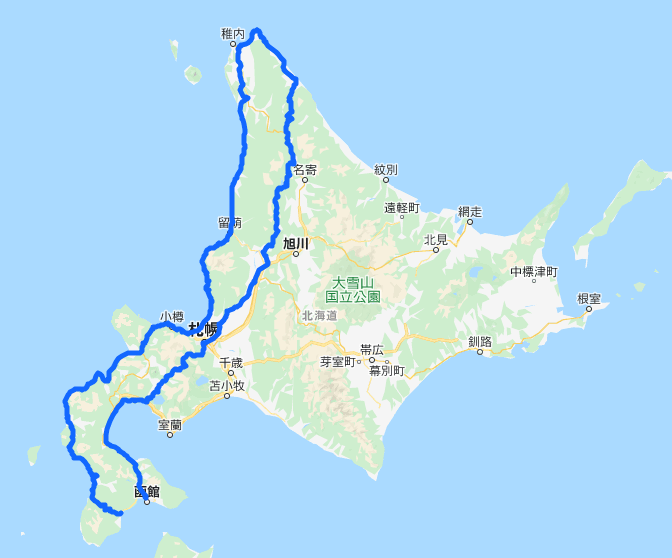 日本一周ルート 北海道編